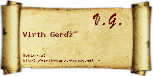 Virth Gerő névjegykártya